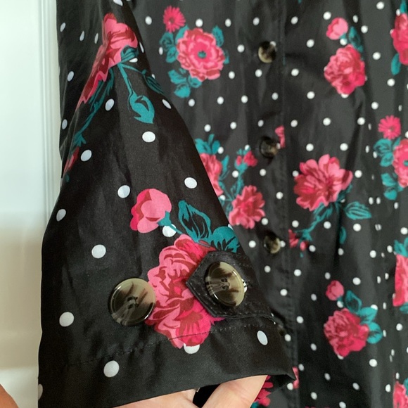 Capelli New York Hooded Belted floral dots Rain Trench Coat jacket size Medium - Picture 4 of 16